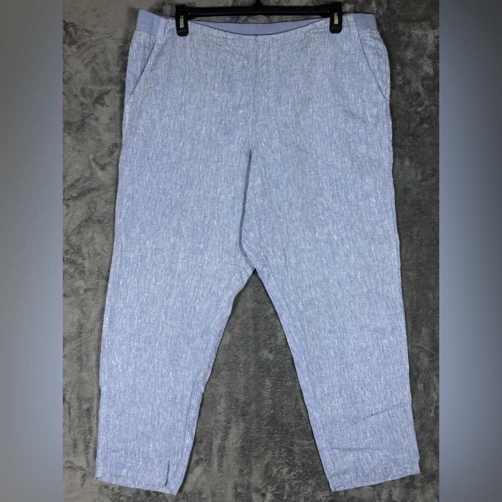 J. Jill Love Linen Blue Track Pant Size XL Summer Lagenlook Casual Pants